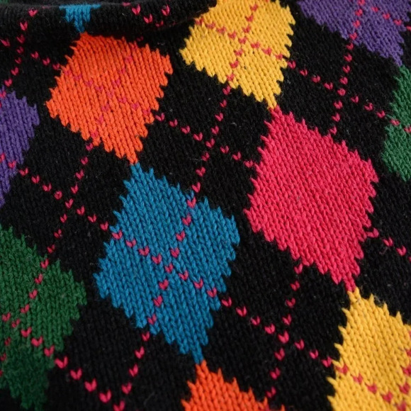 Vintage Attitude Black Argyle Pattern  Knit Mockneck Sweater S - Picture 11 of 12